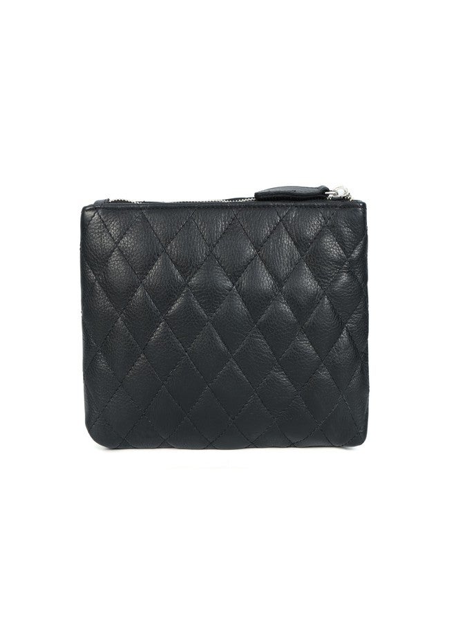 Celtic Premium Quilted Genuine Leather Zip Pouch Clutch for Women | Luxury Travel Bag - Image 1